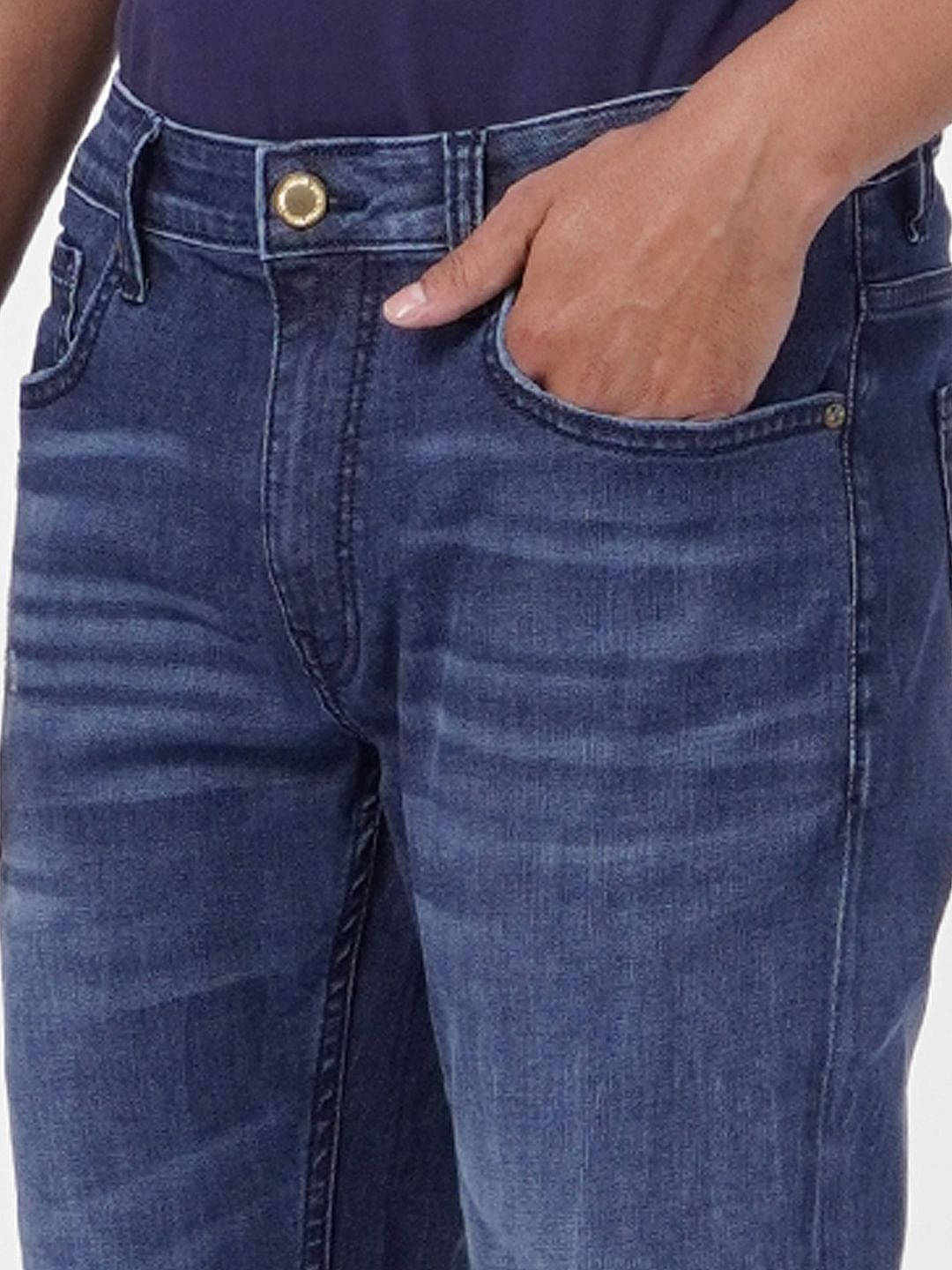 Blue Low Rise Washed Ben Skinny Fit Jeans
