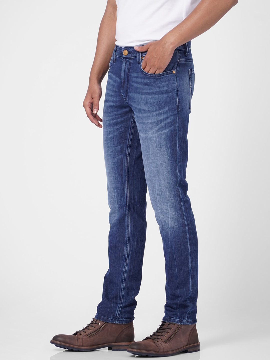 Blue Low Rise Washed Ben Skinny Jeans