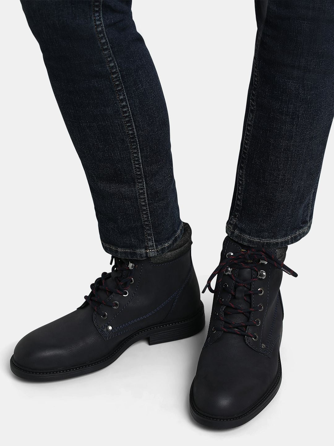 Navy Blue Premium Leather Boots
