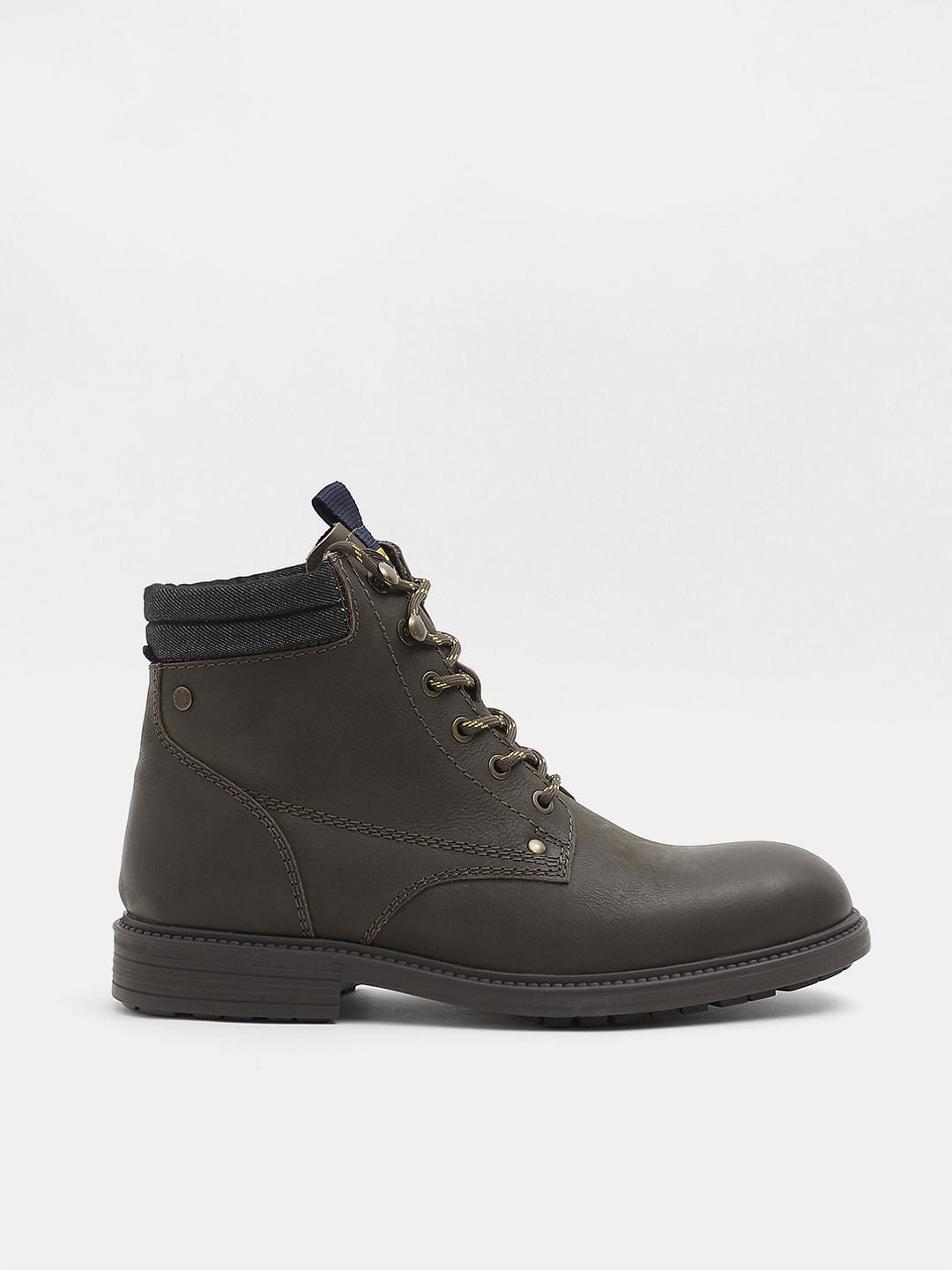 Olive High-Top Leather Boots - 40