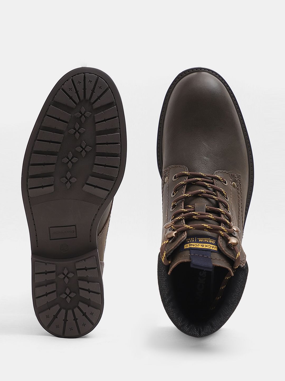 Olive High-Top Leather Boots