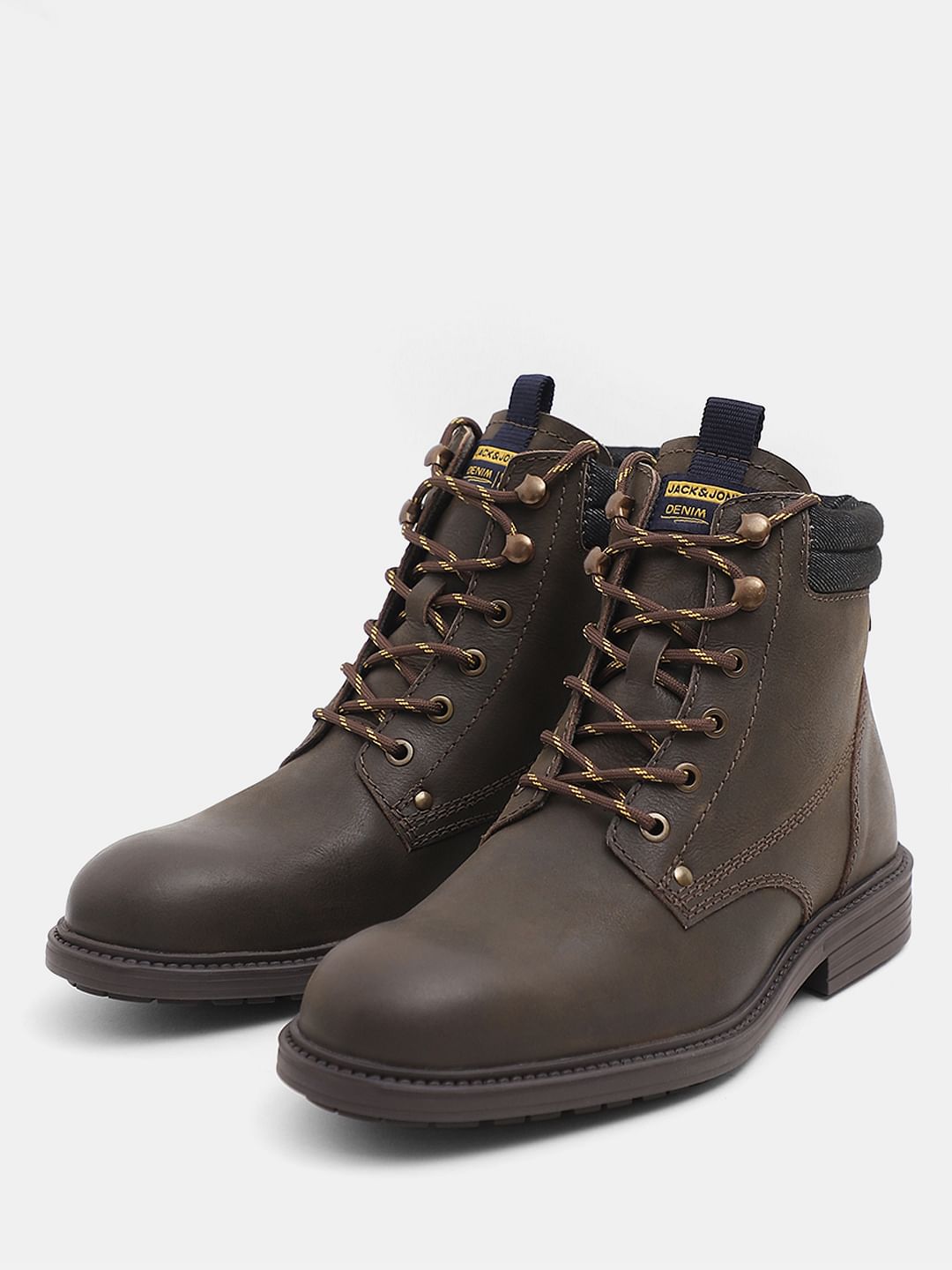 Olive High-Top Leather Boots
