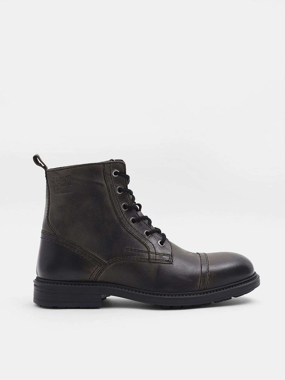 Black Mid-Top Leather Boots