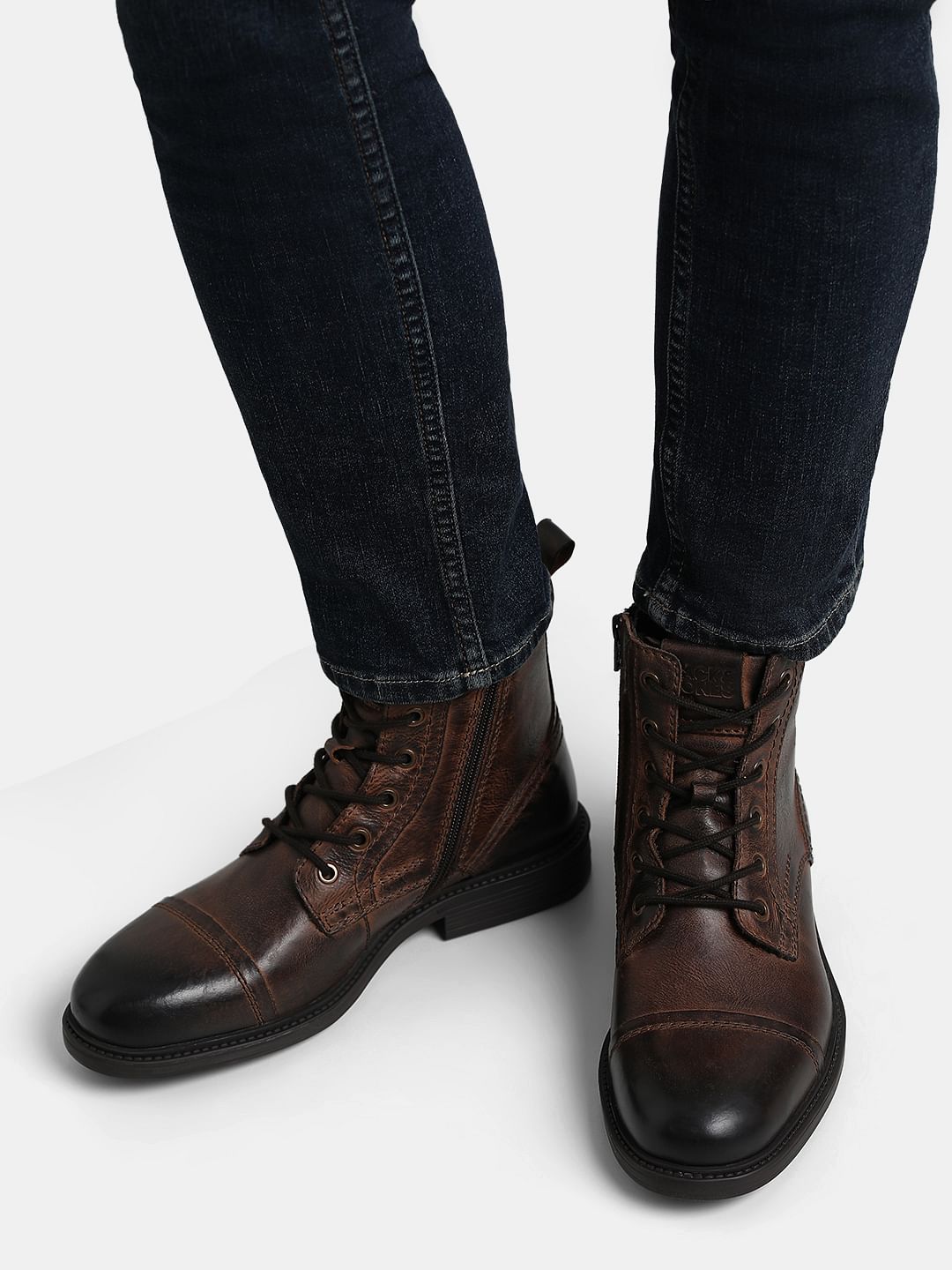 Brown Mid-Top Leather Boots