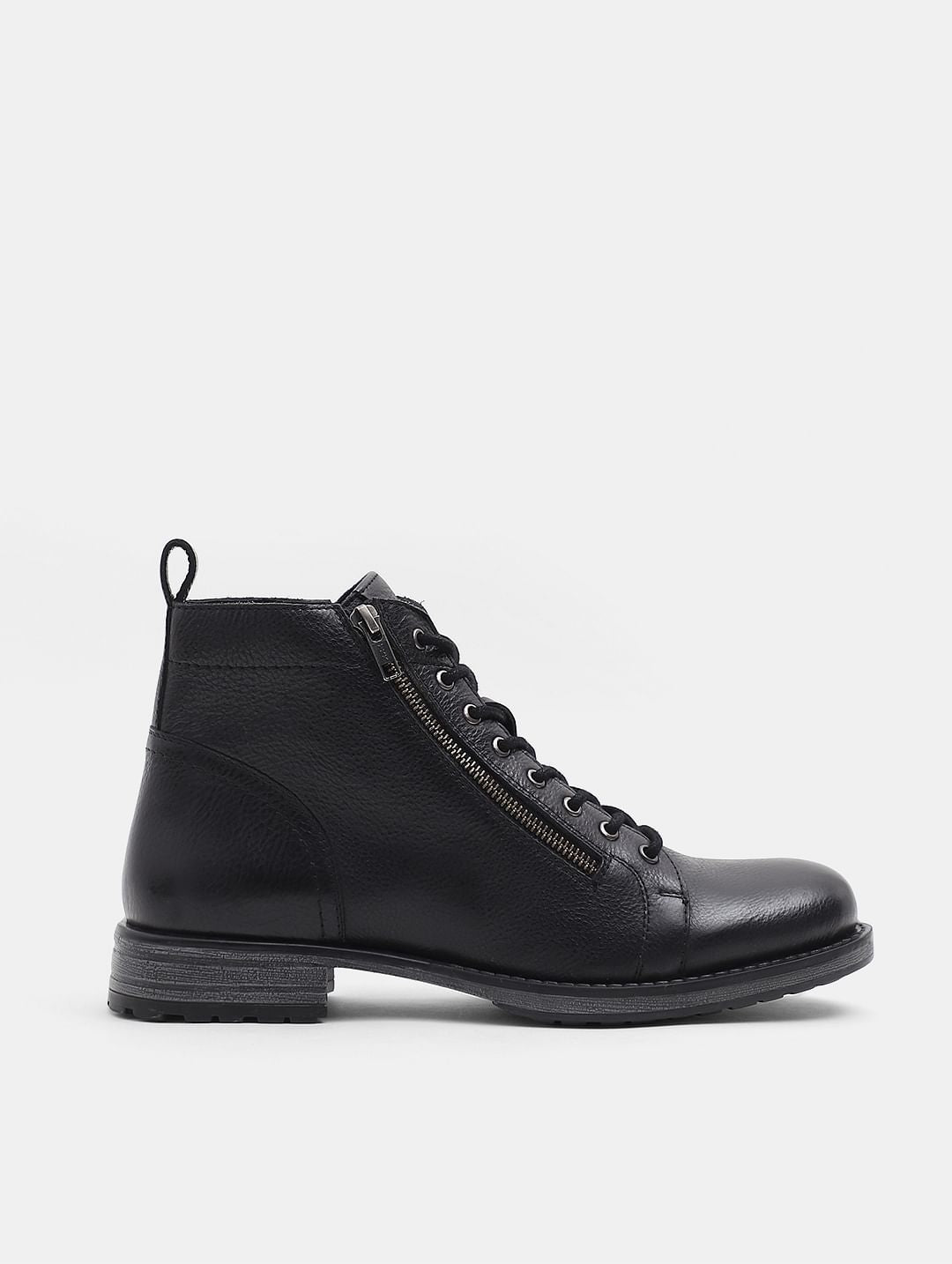 Black Mid-Top Premium Leather Boots - 40
