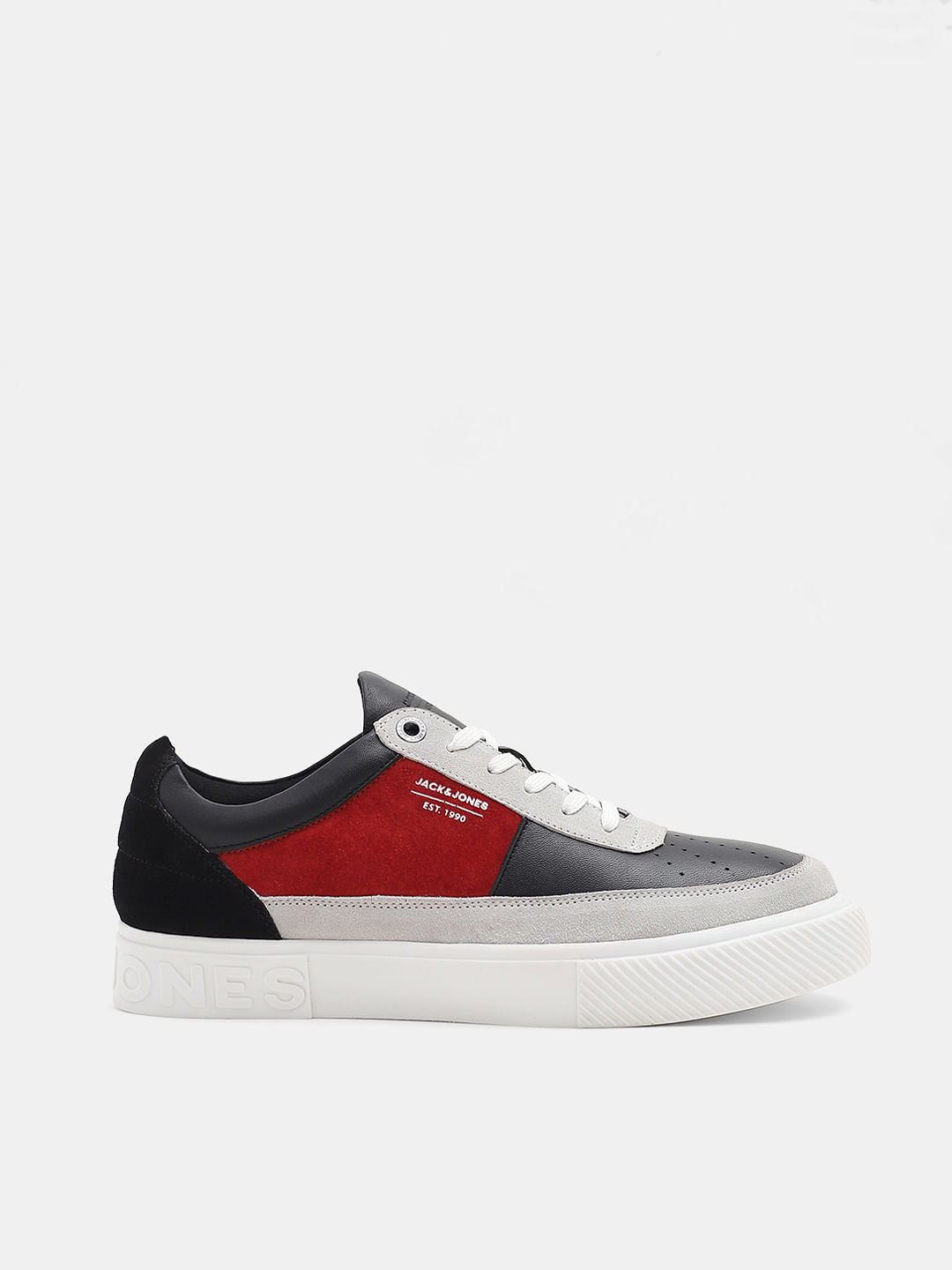 Black Colourblocked Leather Sneakers - 40