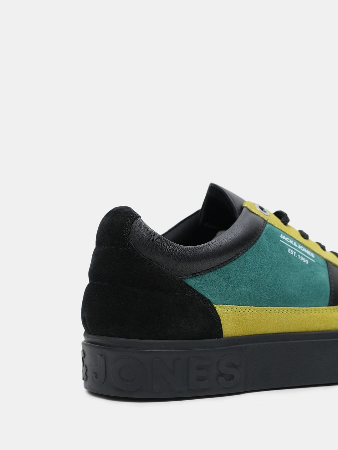 Black Colourblocked Leather Sneakers