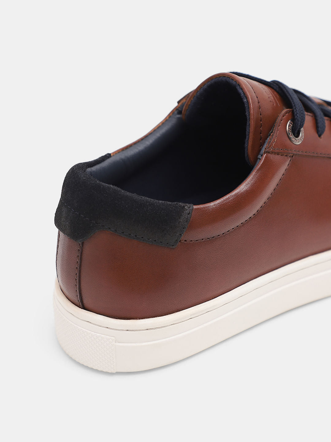 Brown Leather Lace-Up Sneakers