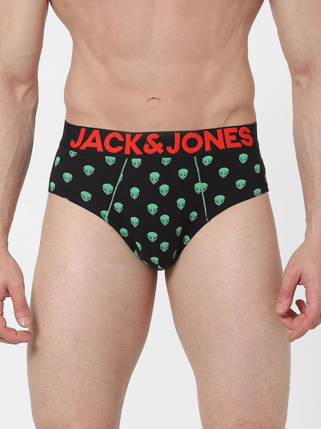 Black Alien Print Briefs - S