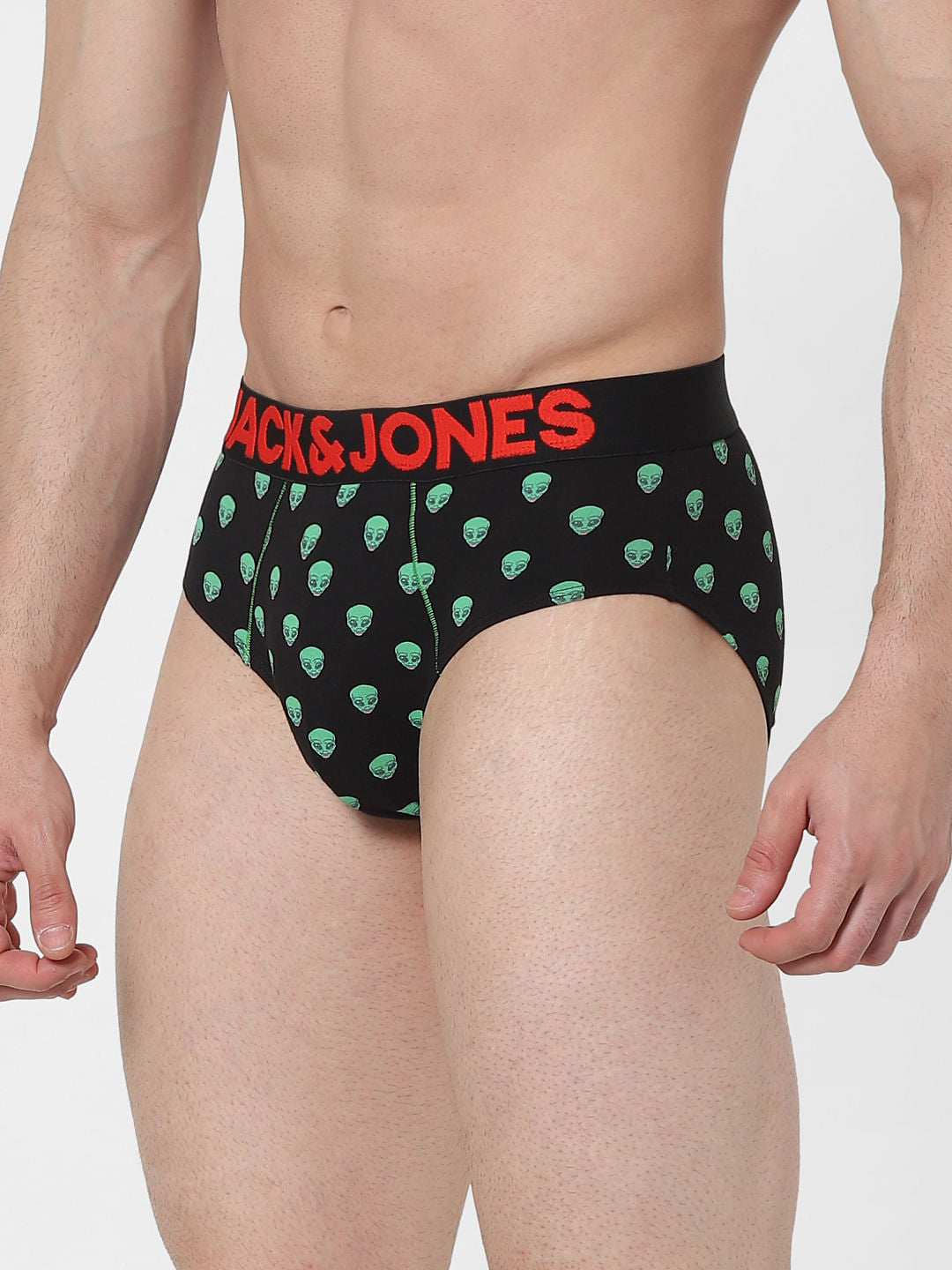 Black Alien Print Briefs