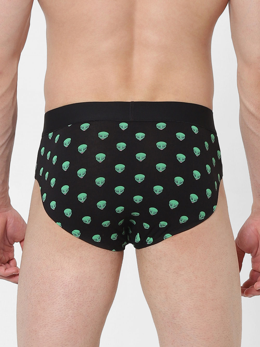 Black Alien Print Briefs