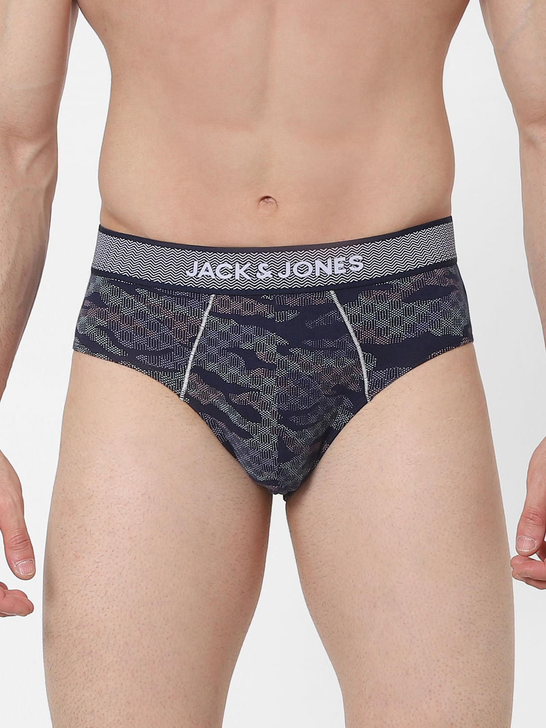 Blue Abstract Print Briefs - S