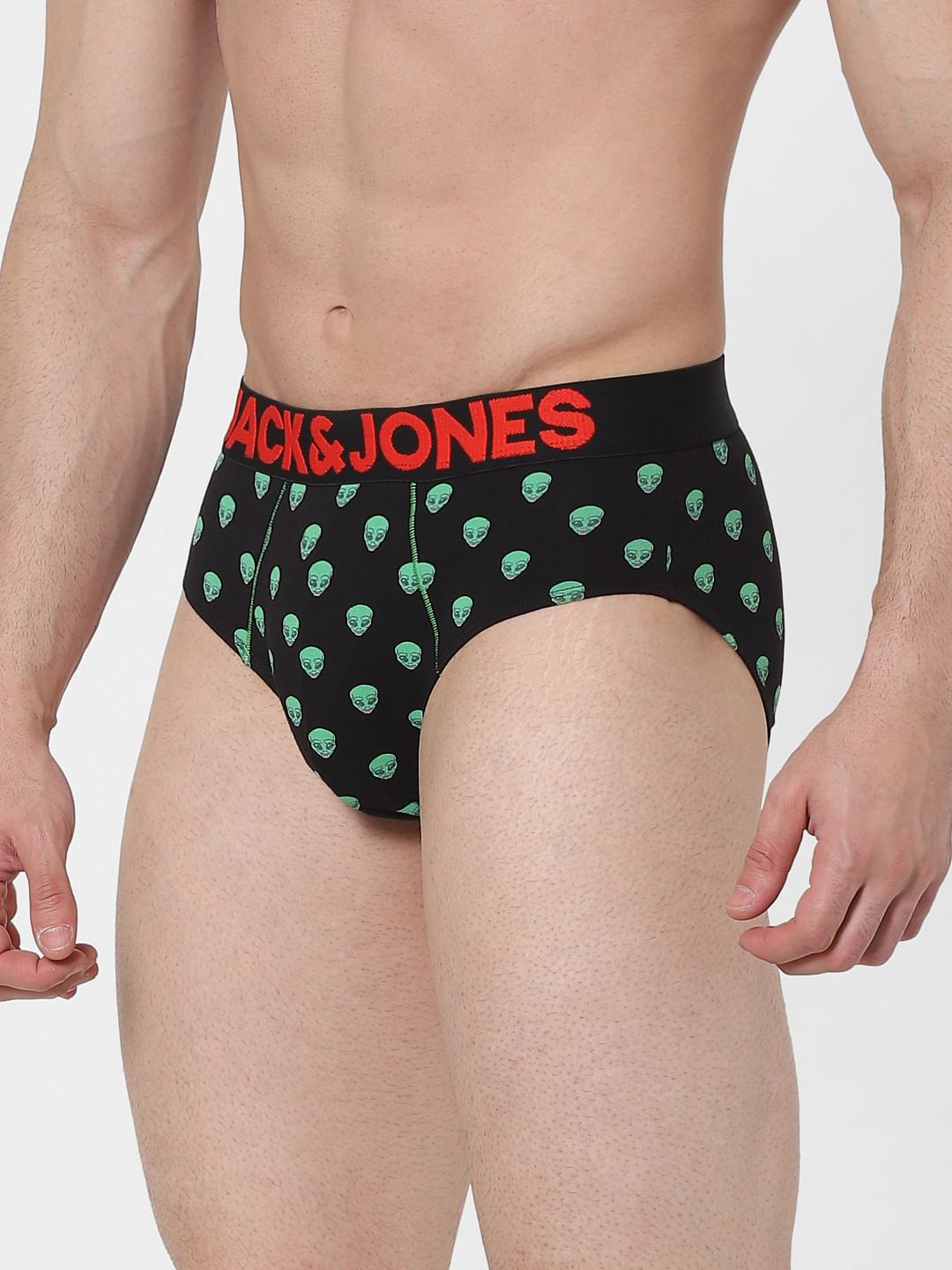 Black Alien Print Briefs