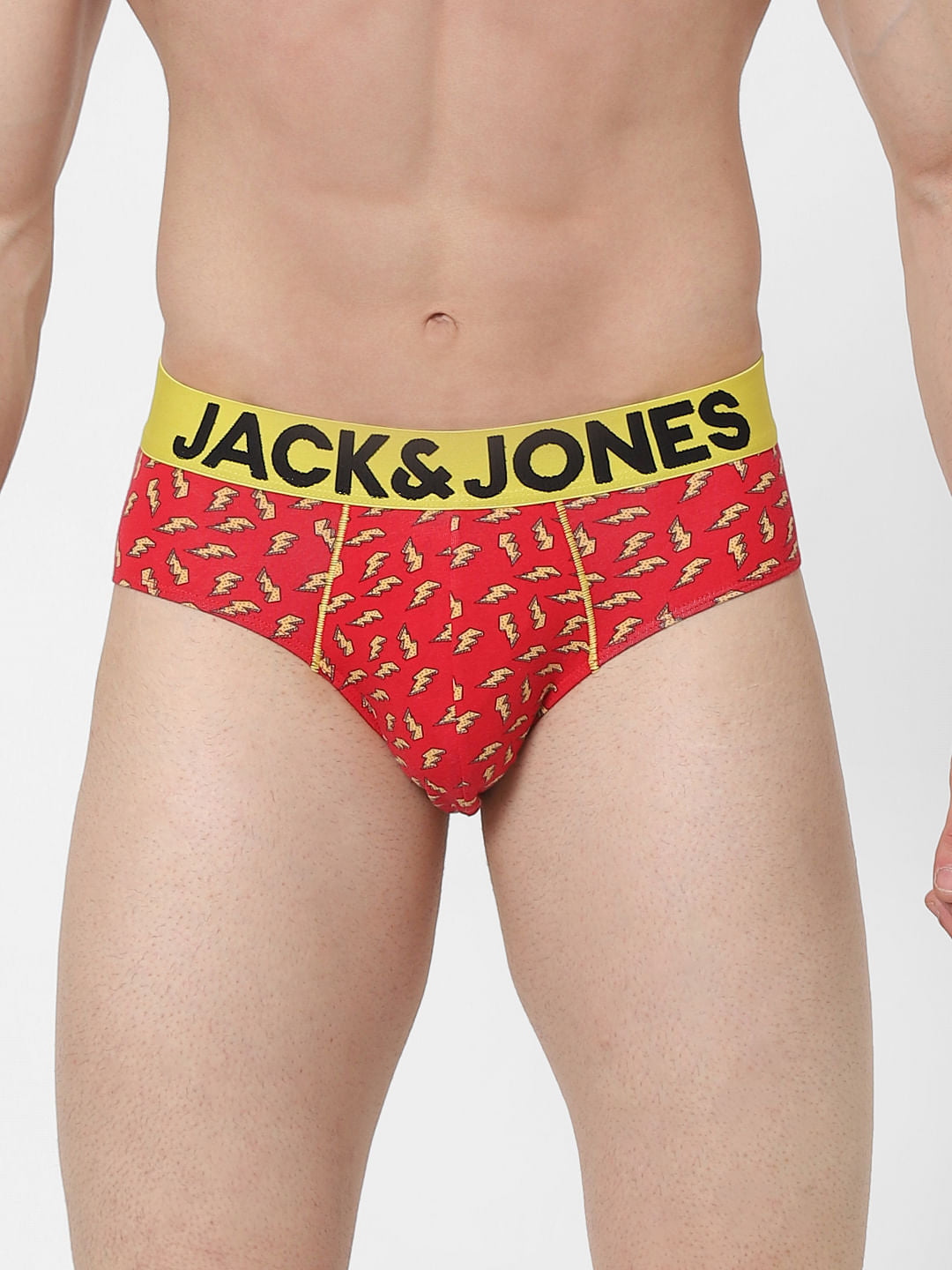 Red Thunder Print Briefs - S