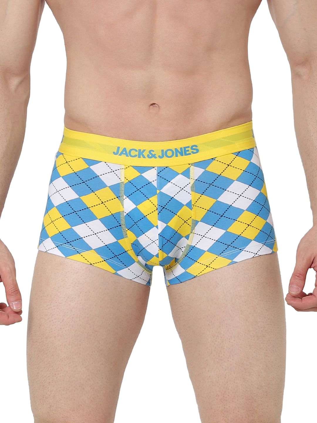 Blue & Yellow Printed Trunks - S
