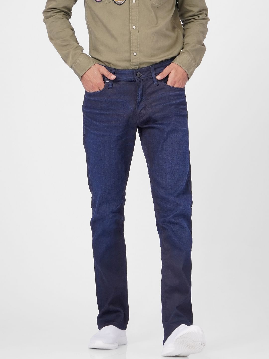 Blue Mid Rise Clark Regular Fit Jeans