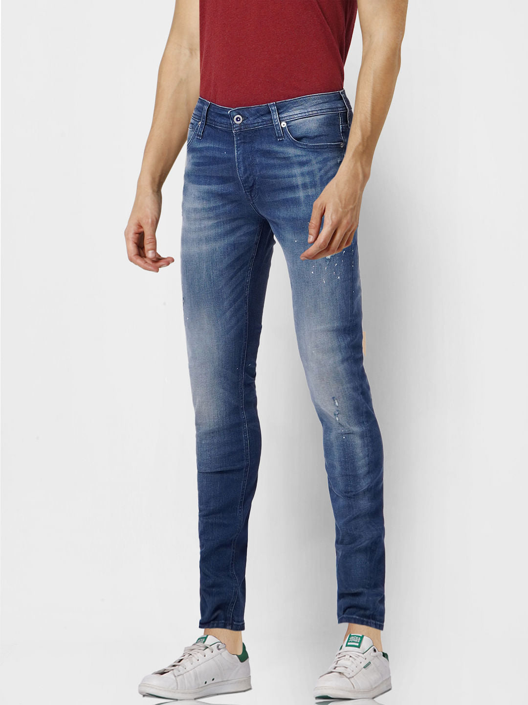 Blue Low Rise Liam Torn Skinny Jeans