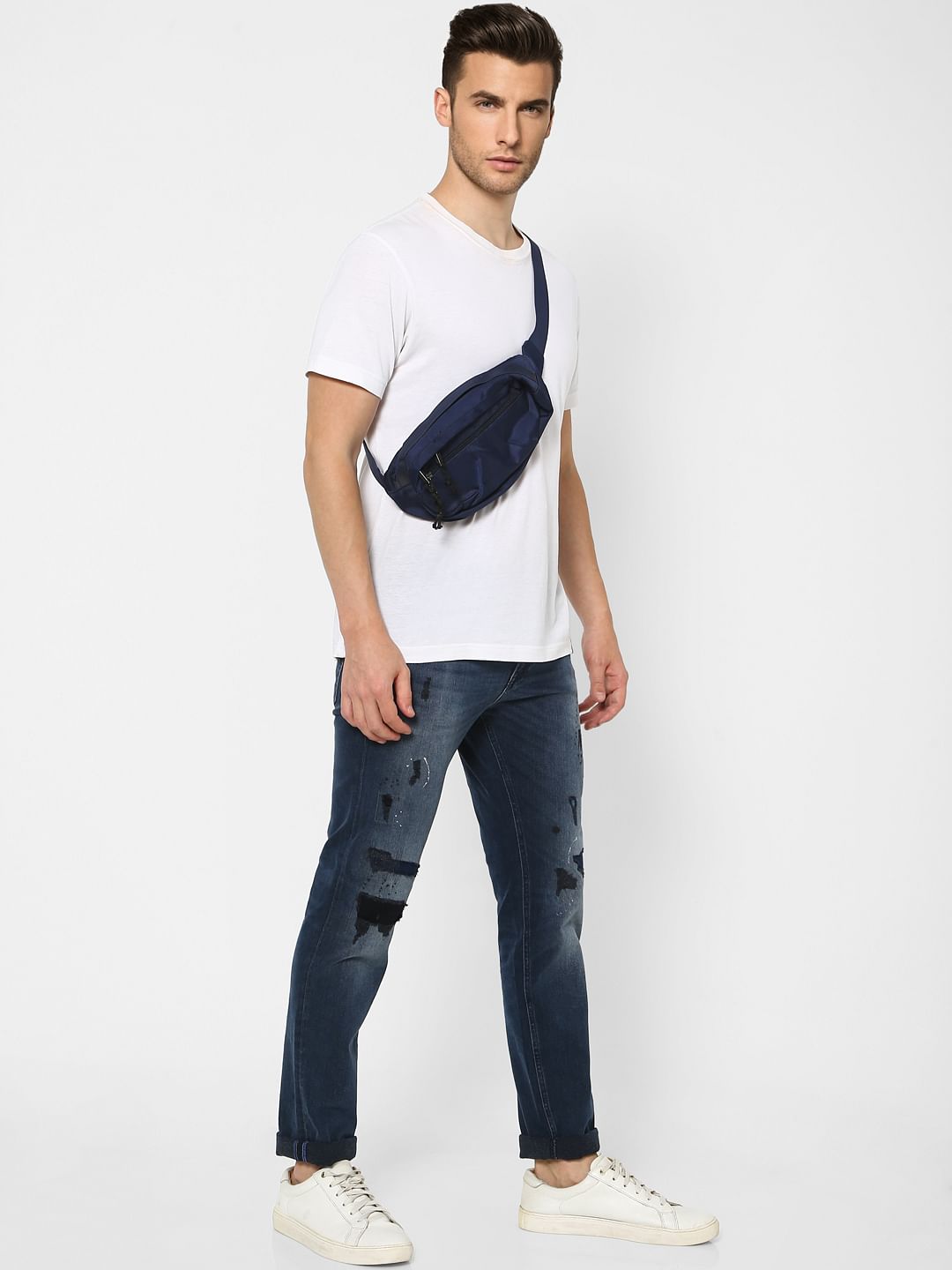Dark Blue Low Rise Ben Torn Skinny Jeans - 28/30