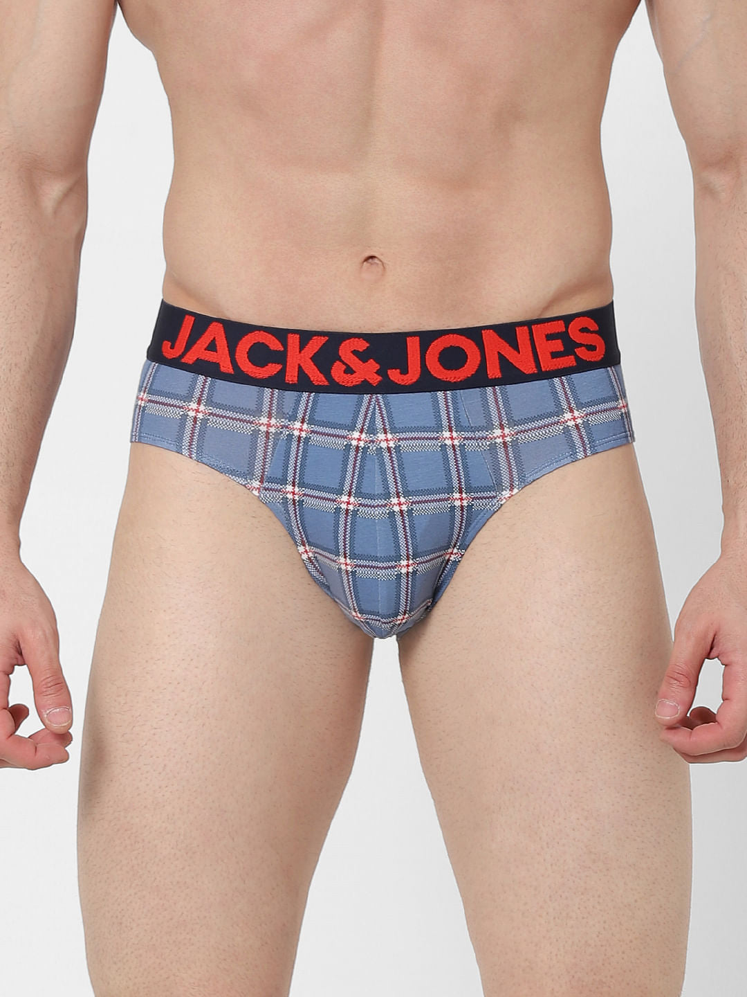 Blue Check Briefs - S