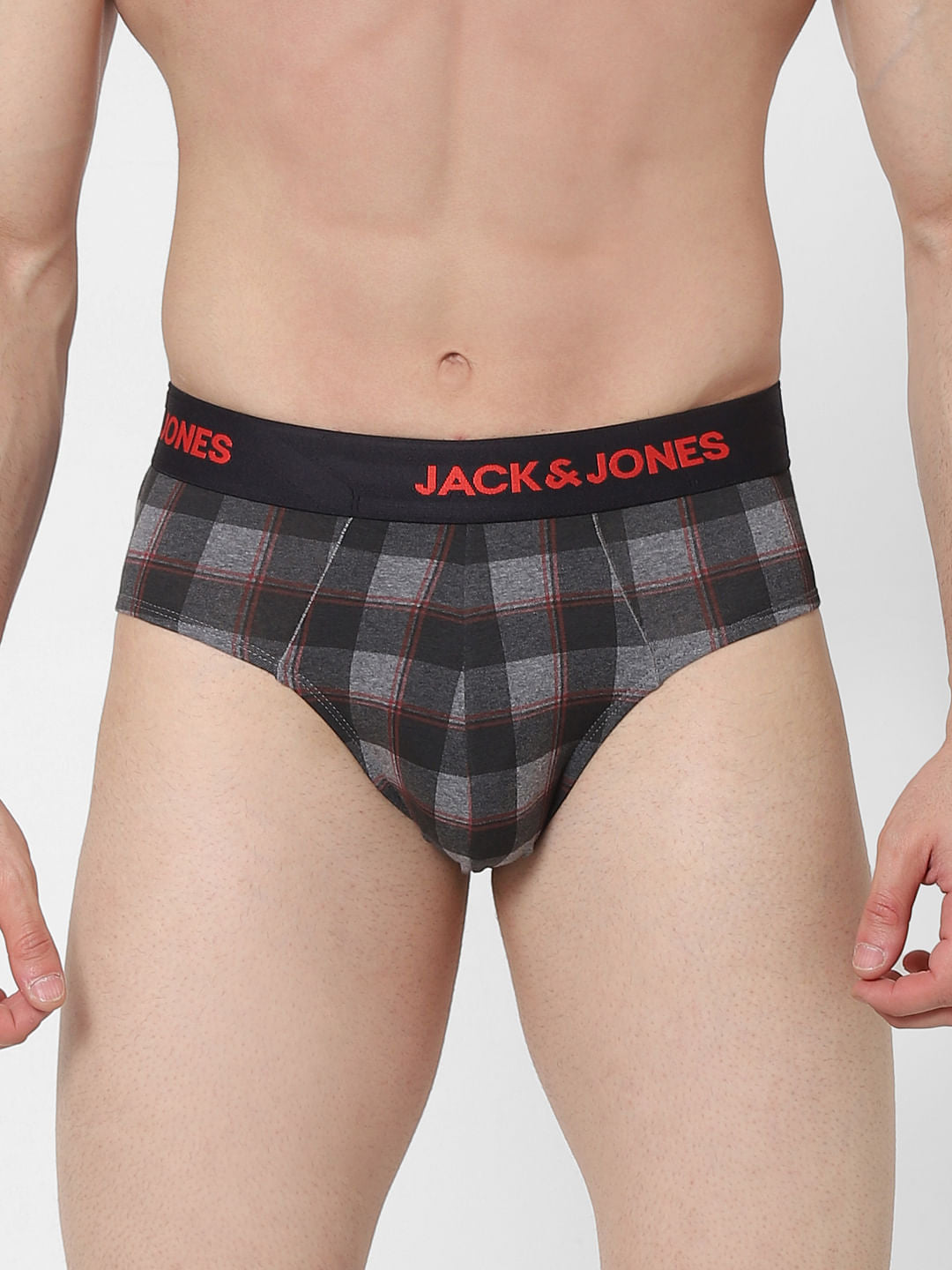 Black Check Briefs - S