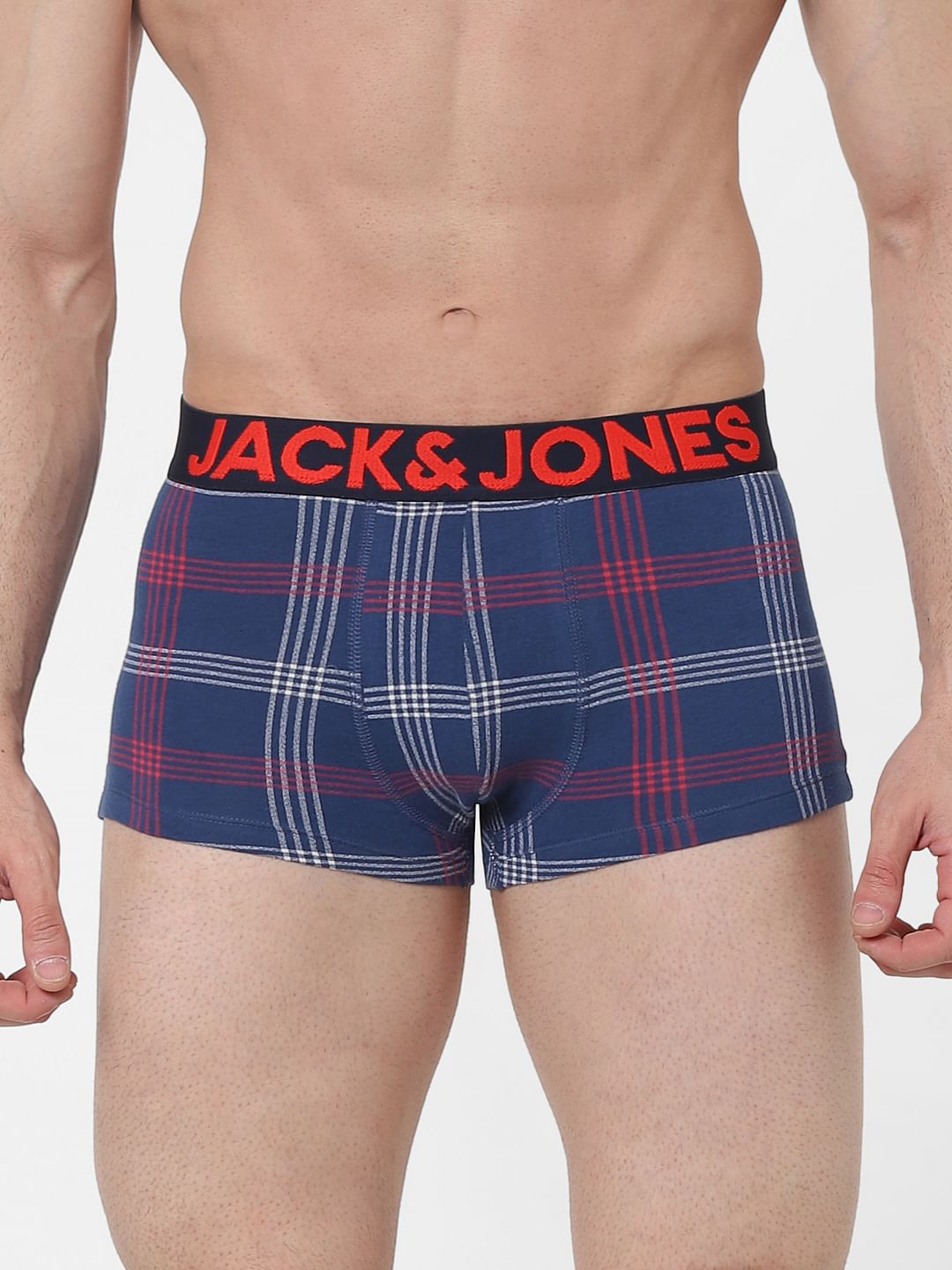 Blue Check Brazilian Trunks - S