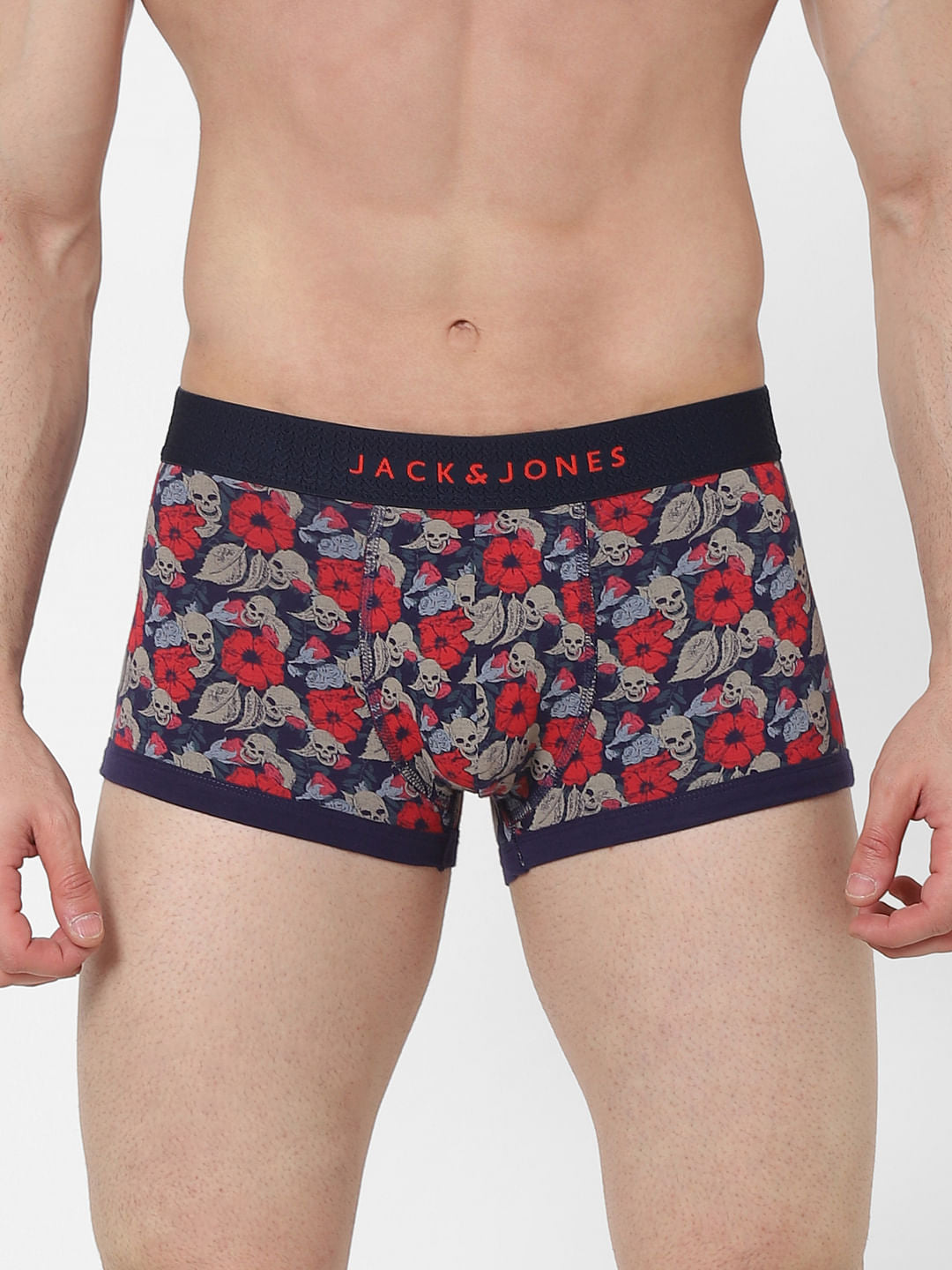 Blue Skull Print Brazilian Trunks - S