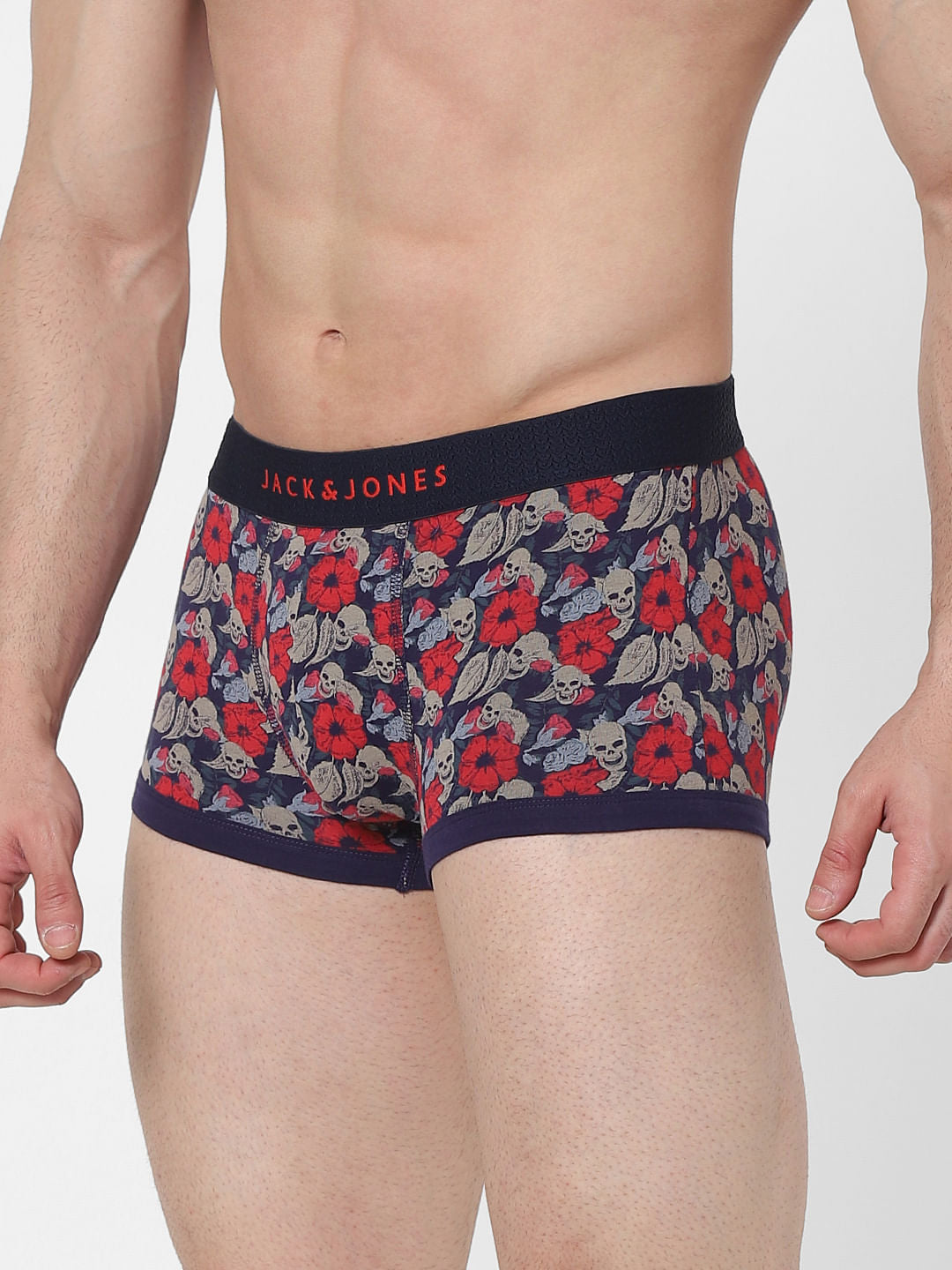 Blue Skull Print Brazilian Trunks