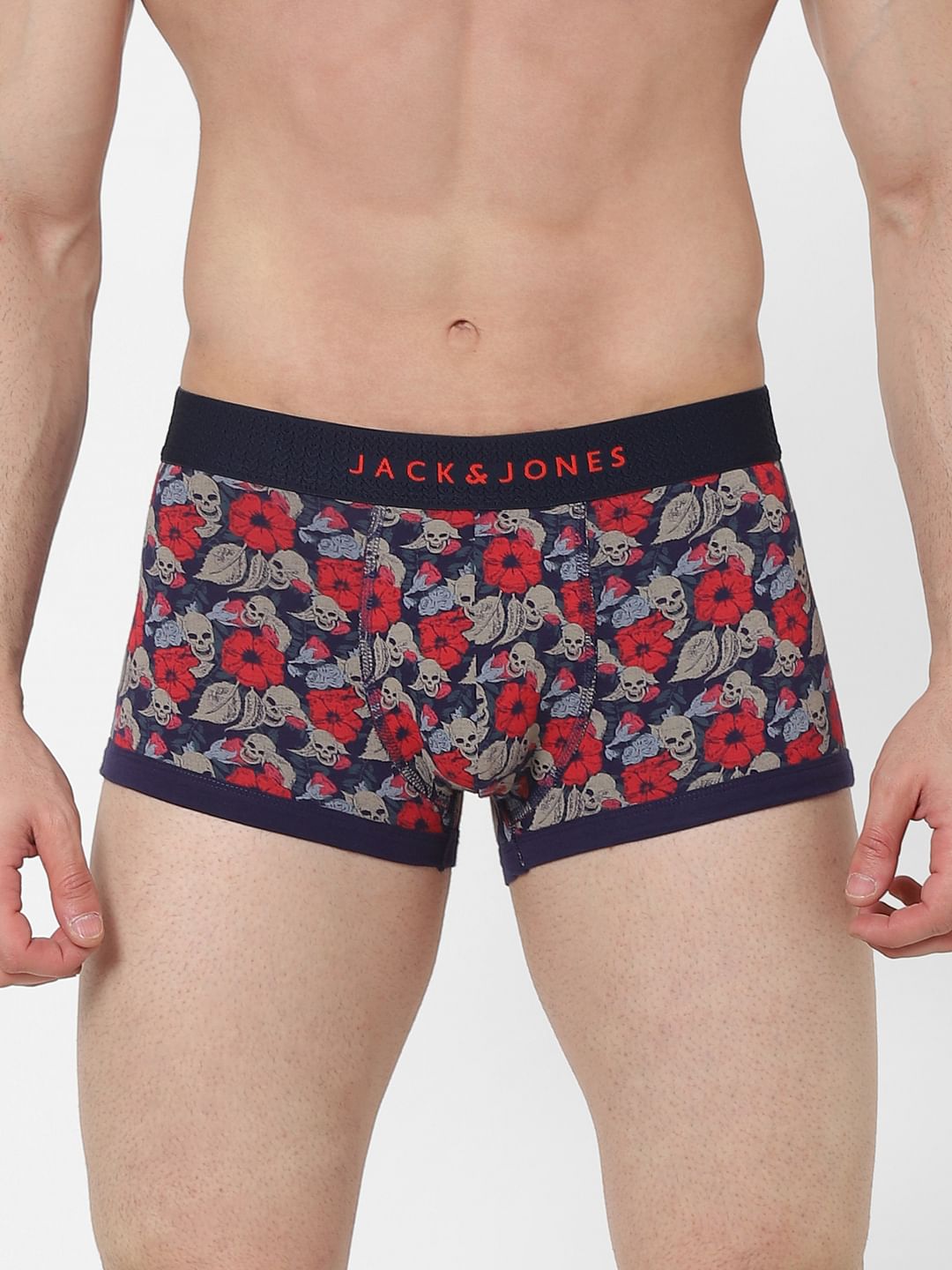 Blue Skull Print Brazilian Trunks