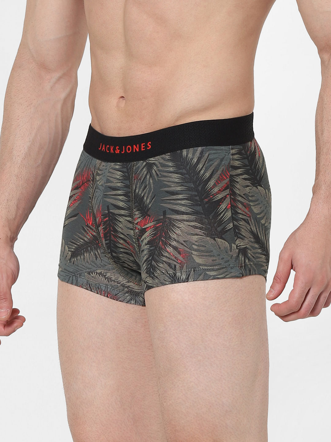 Green Tropical Print Brazilian Trunks