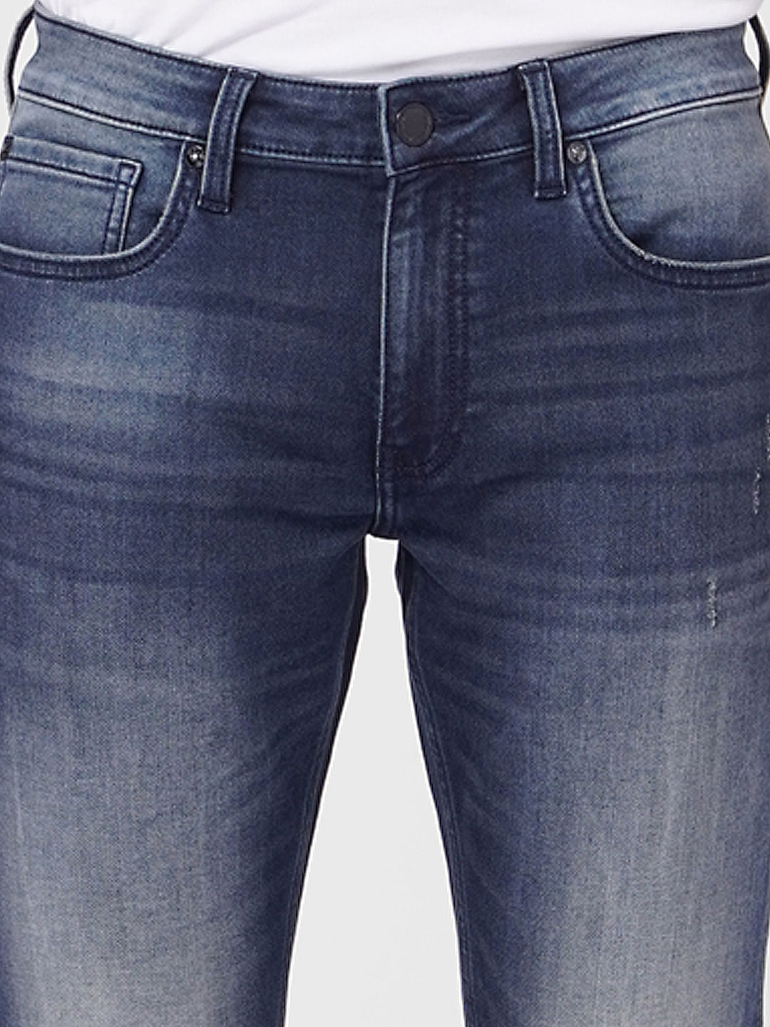 Blue Low Rise Washed Tim Slim Fit Jeans