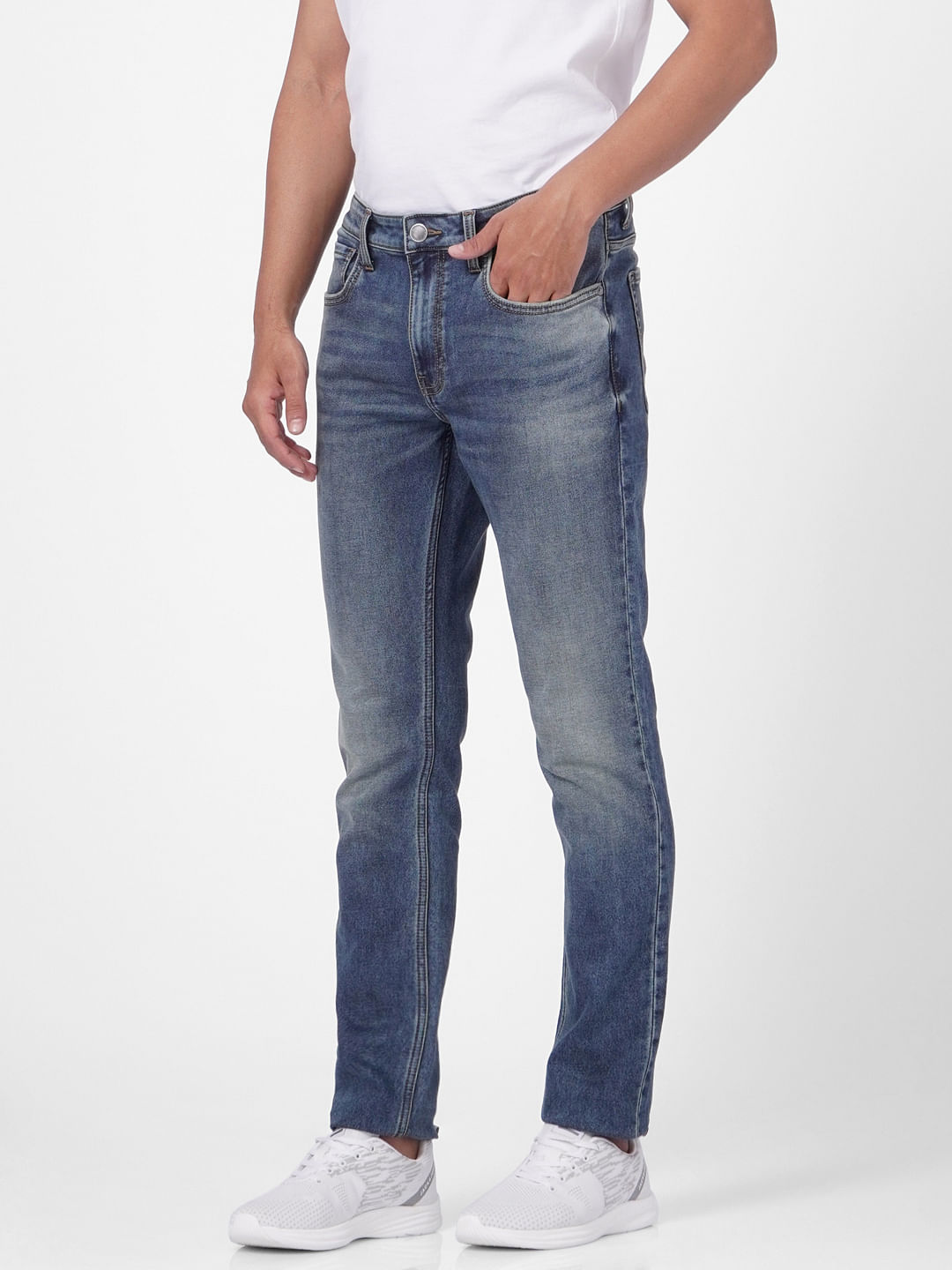 Dark Blue Low Rise Washed Ben Skinny Fit Jeans