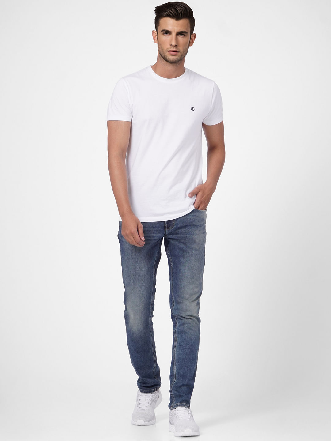 Dark Blue Low Rise Washed Ben Skinny Fit Jeans