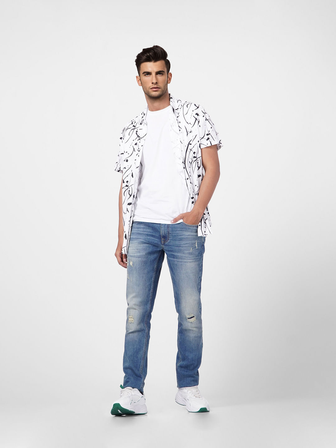 Blue Low Rise Distressed Ben Skinny Jeans - 28/30