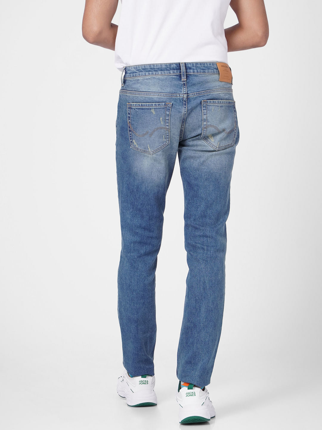 Blue Low Rise Distressed Ben Skinny Jeans