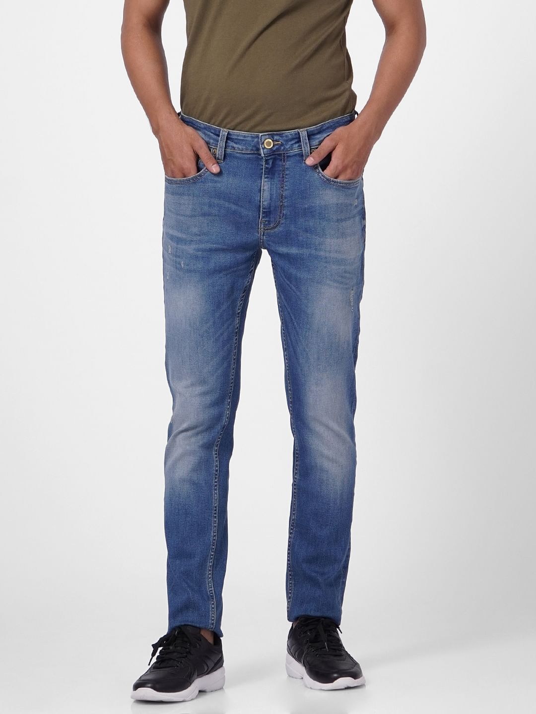 Blue Low Rise Washed Ben Skinny Fit Jeans
