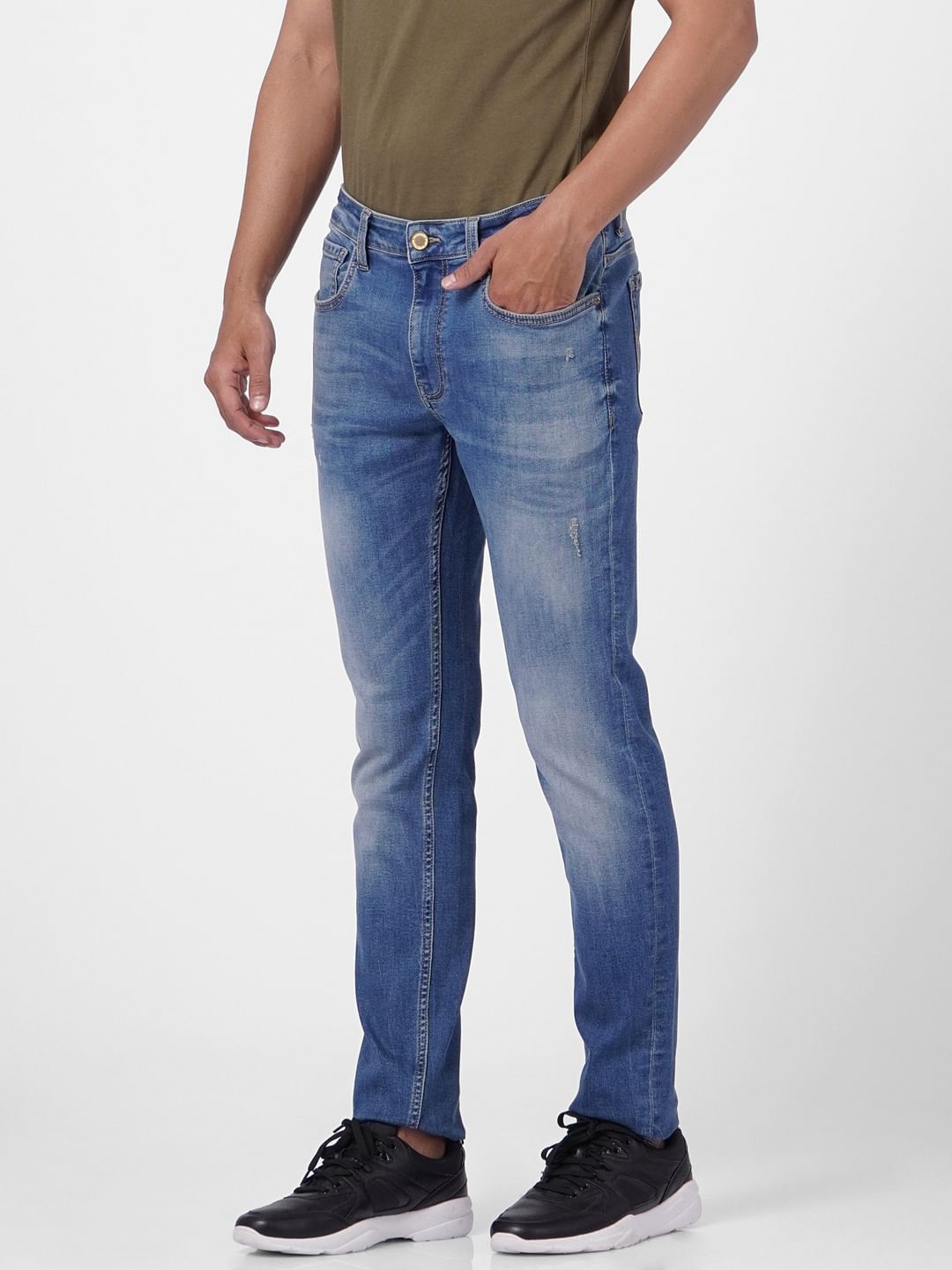 Blue Low Rise Washed Ben Skinny Fit Jeans