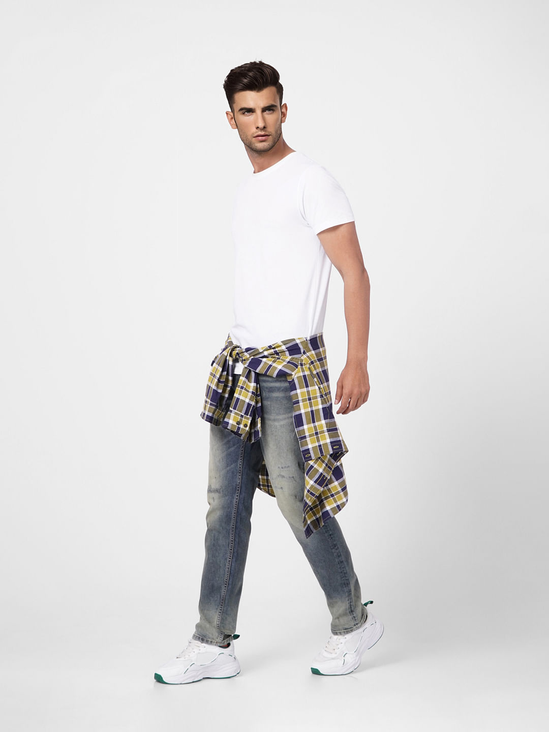 Blue Low Rise Washed Tim Anti Fit Jeans - 28/30