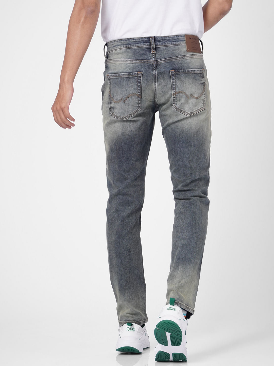 Blue Low Rise Washed Tim Anti Fit Jeans