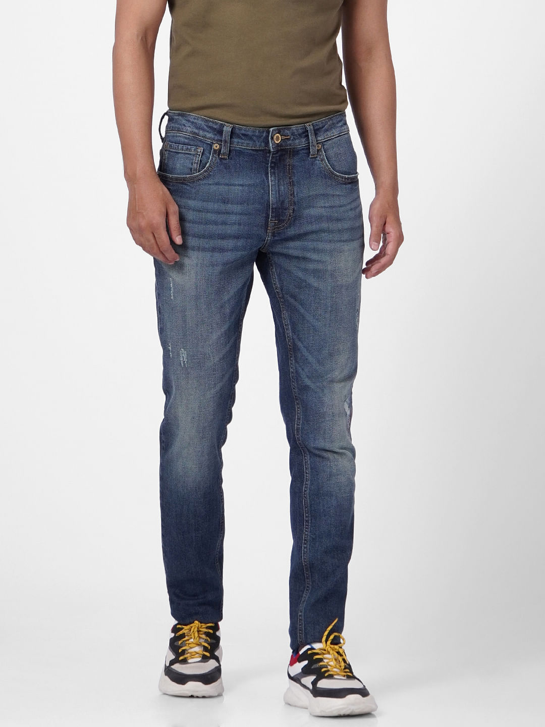 Blue Low Rise Washed Ben Skinny Fit Jeans