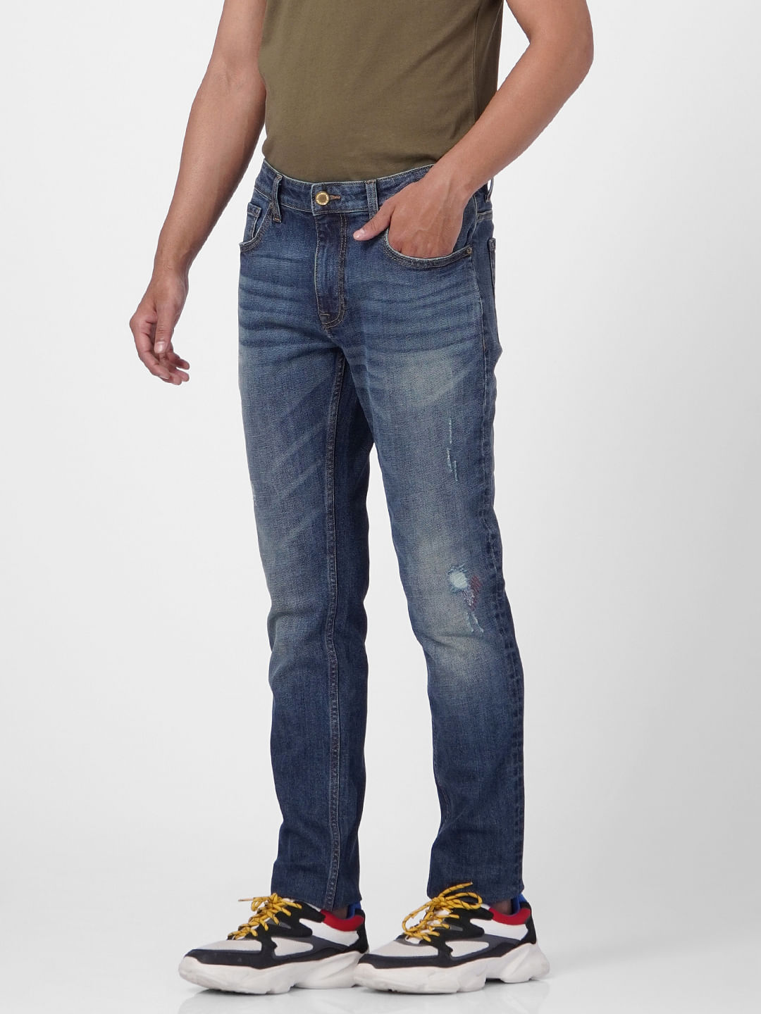 Blue Low Rise Washed Ben Skinny Fit Jeans