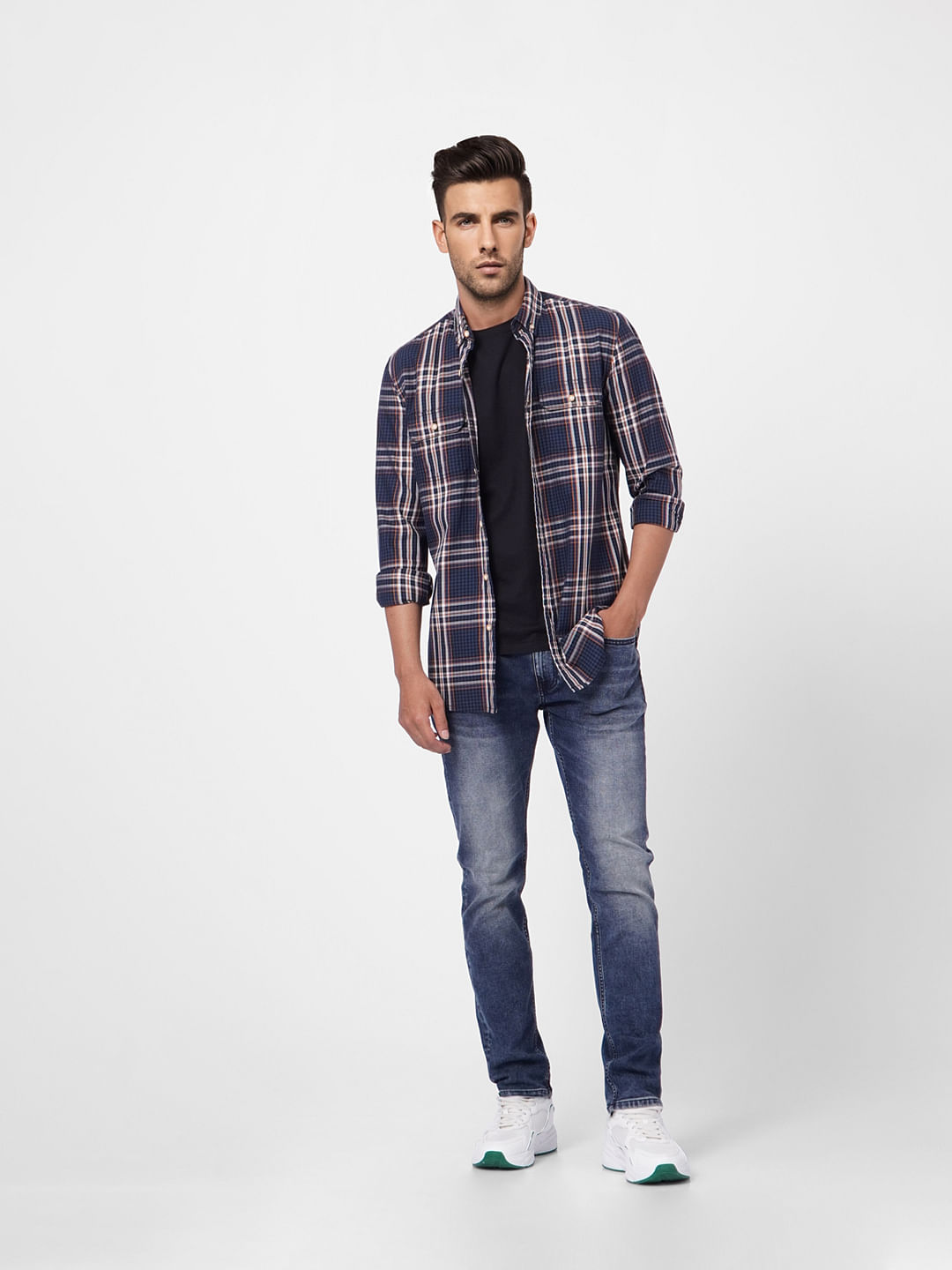 Dark Blue Low Rise Washed Ben Skinny Jeans
