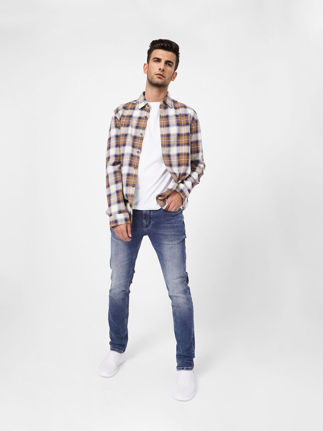 Dark Blue Low Rise Washed Tim Anti Fit Jeans - 28/30
