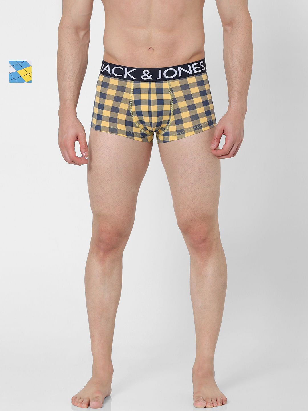 Pack of 2 Check Briefs - Yellow - S