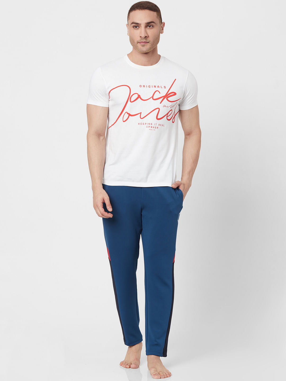 White Logo Print Crew Neck T-shirt - S