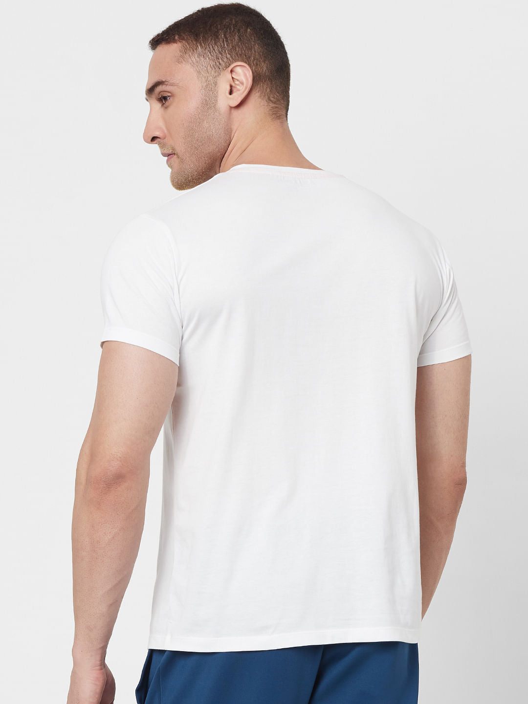 White Logo Print Crew Neck T-shirt