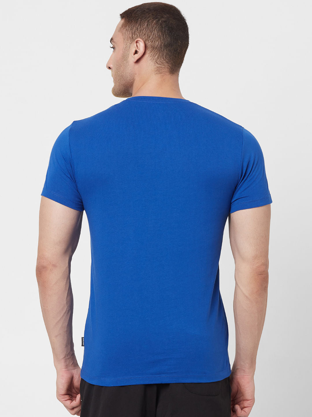 Blue Logo Print Crew Neck T-shirt