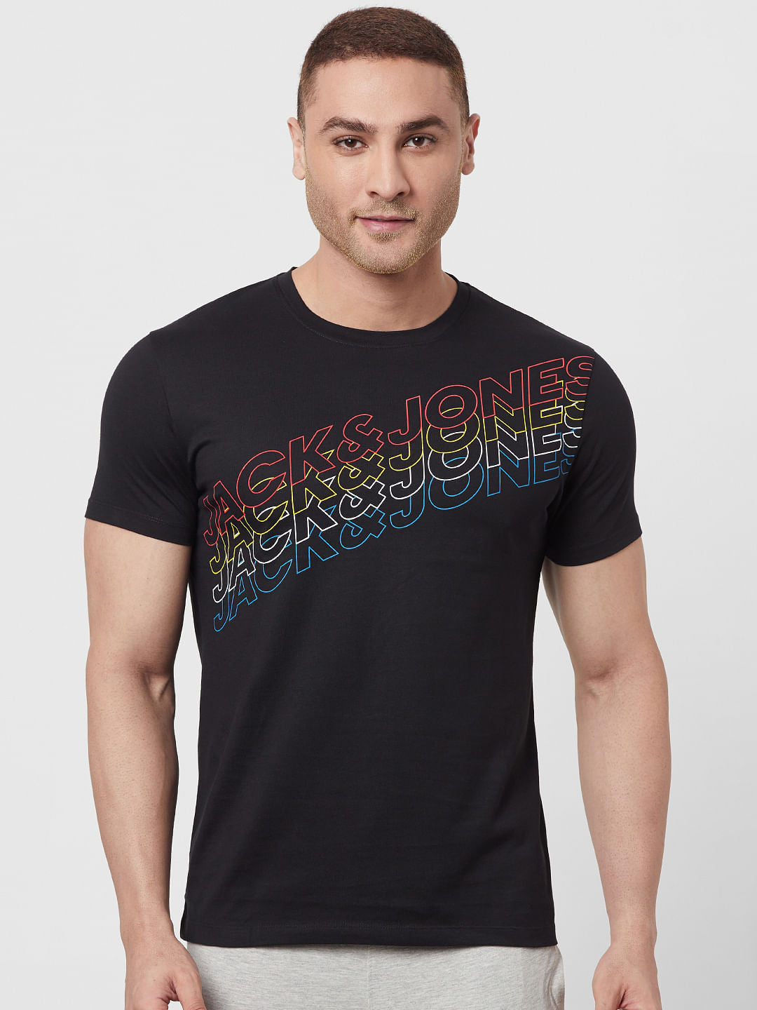 Black Logo Print Crew Neck T-shirt