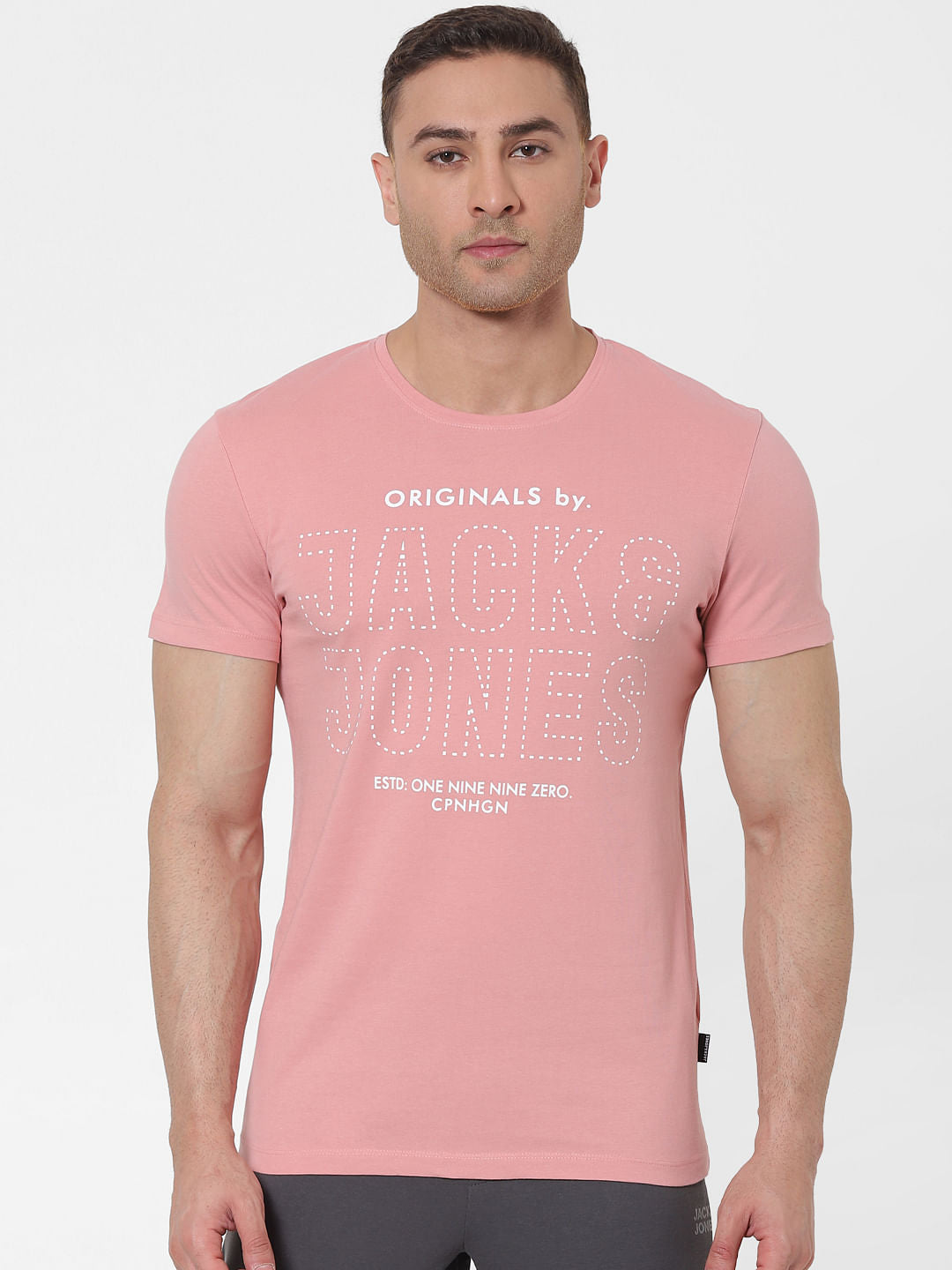 Pink Logo Print Crew Neck T-shirt