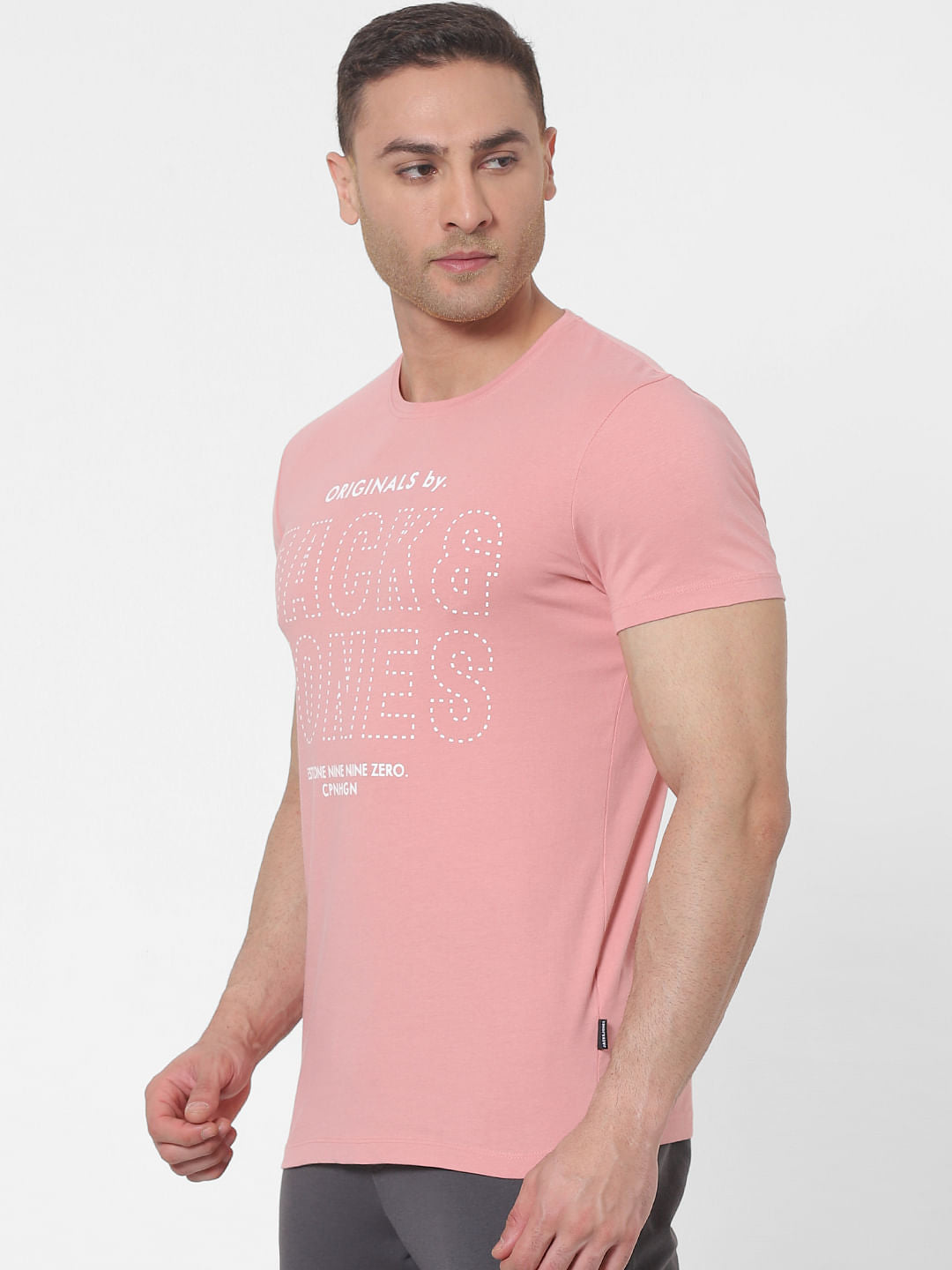 Pink Logo Print Crew Neck T-shirt