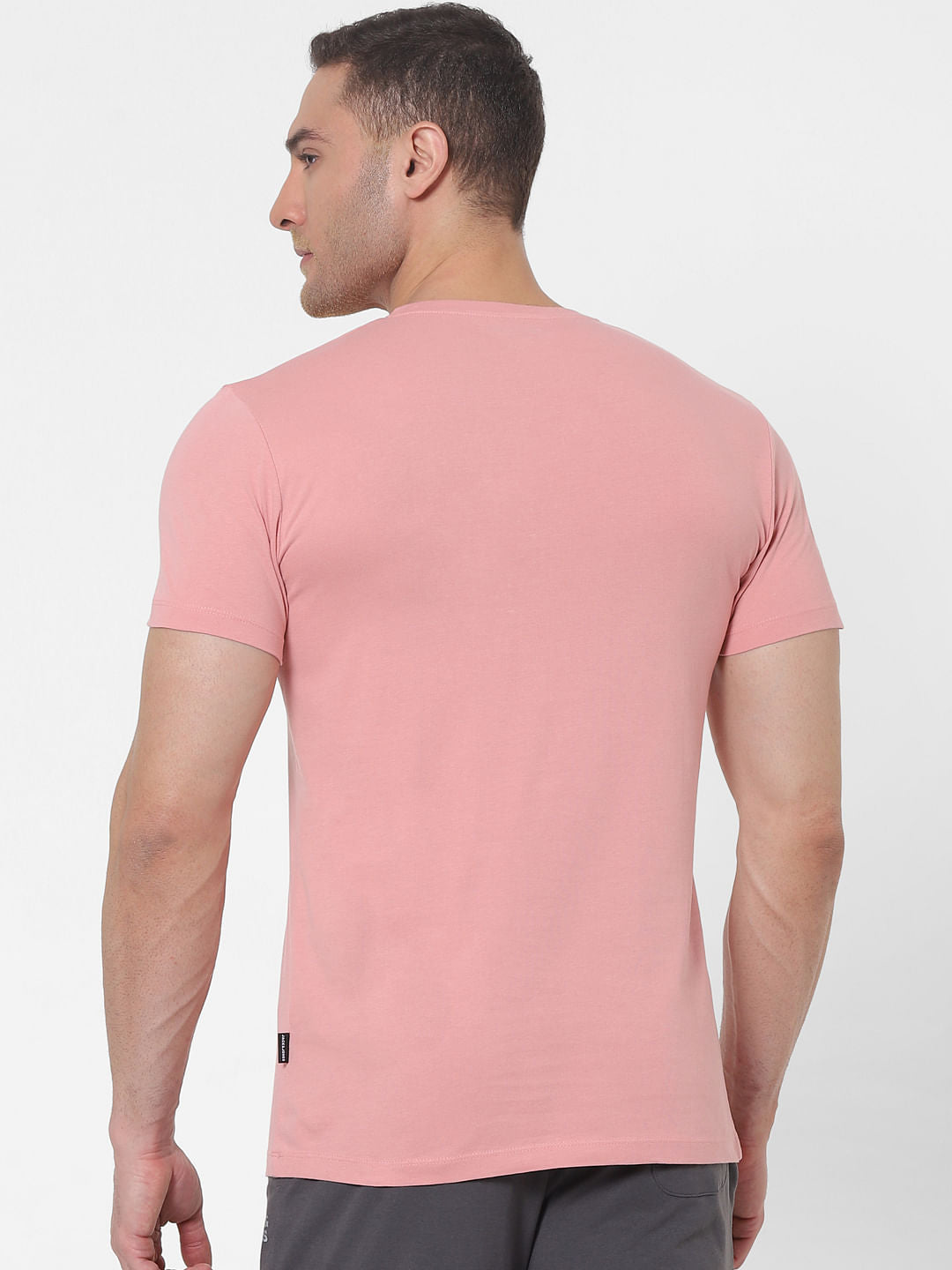 Pink Logo Print Crew Neck T-shirt